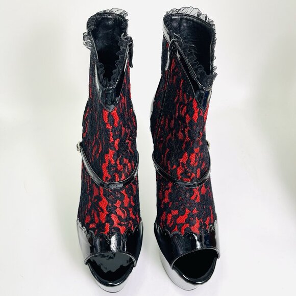 Ellie Shoes Camila Platform Lace Ankle Boot Black Faux Leather Size 10 - Picture 2 of 7